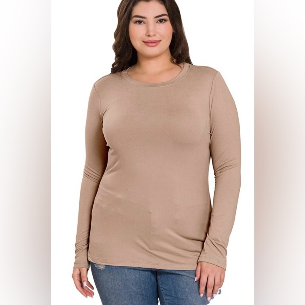 ✨ Casual Solid Round Neck Top- Plus Size